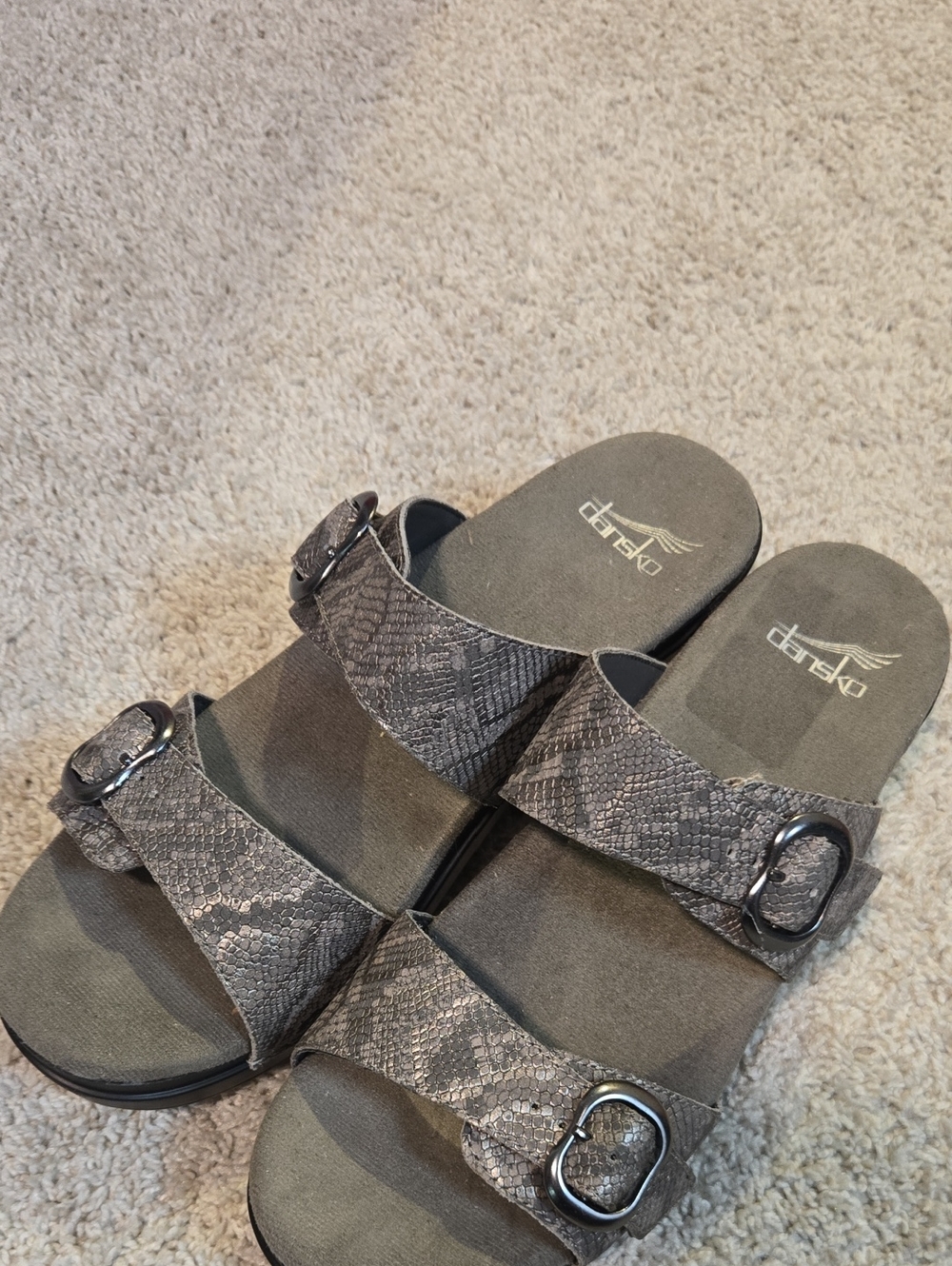 Dansko Snake Skin Printed Slide Sandals